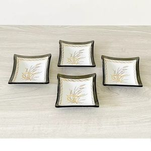 Smoke Glass Gold Wheat Pattern Nut Dishes MCM